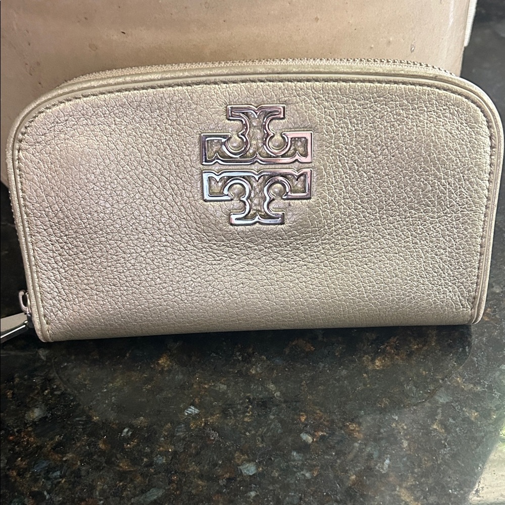 Tory Burch Silver/gold  Zip-Around Wallet